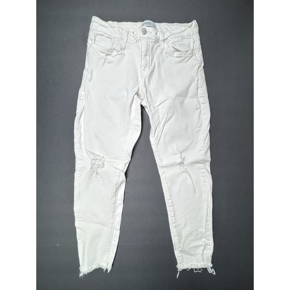 Just Black Skinny Denim Jeans Womens 28 White Mid Rise Distressed 5-Pocket USA